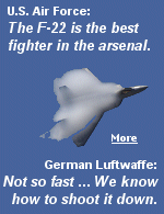 A contingent of German pilots flying their latest Typhoon fighter have figured out how to shoot down the Lockheed Martin-made F-22 in mock combat.